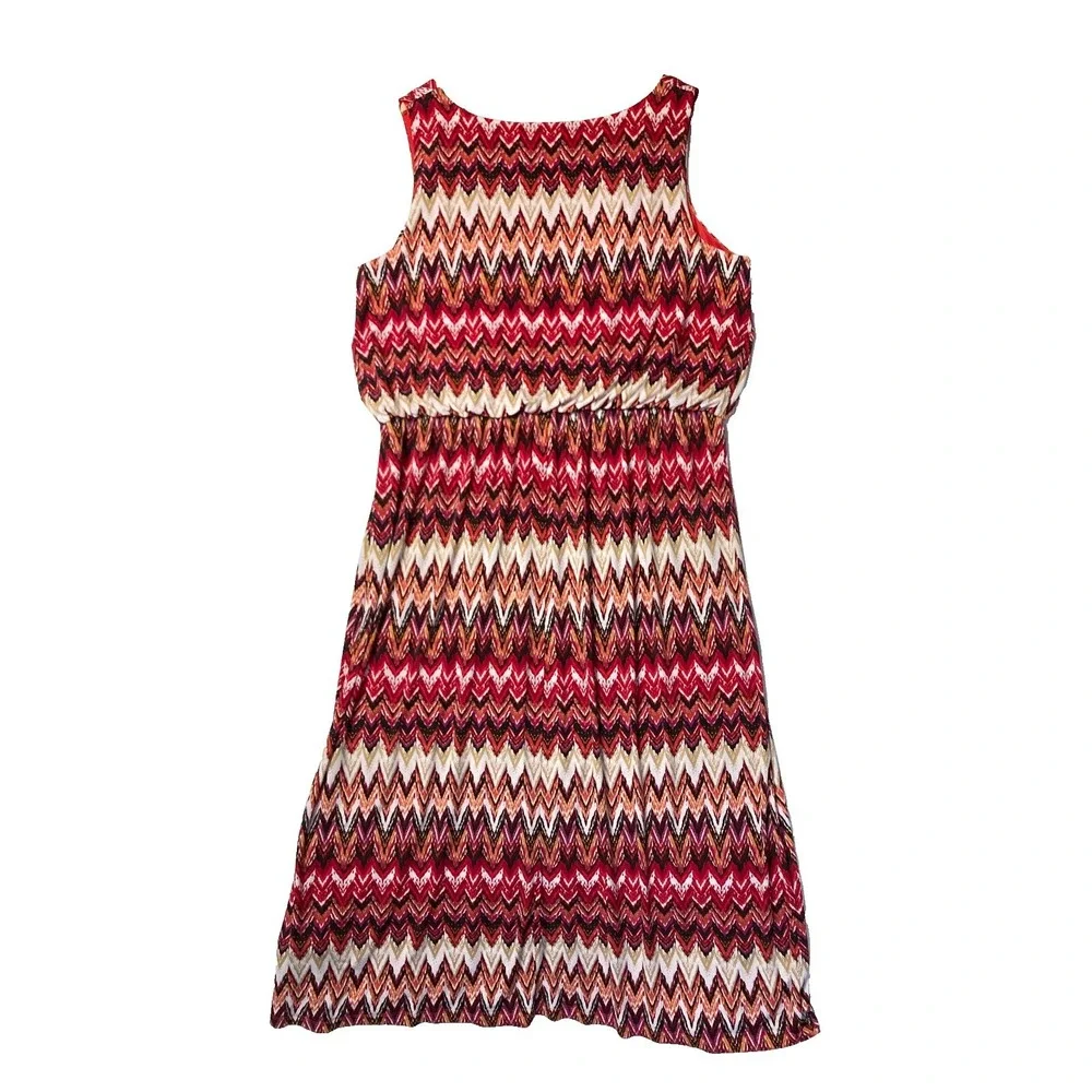 VTG Shelby Palmer Blouson Chevron Maxi Dress Womens 24 24W Plus Maximalist $89